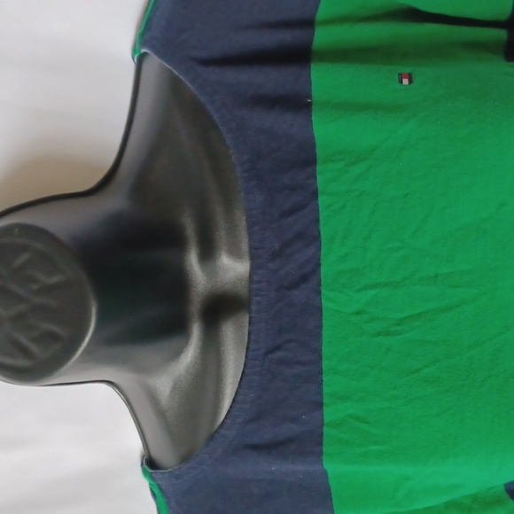 Tommy Hilfiger Navy and Green Striped 3/4 sleeve tee - Picture 5 of 7